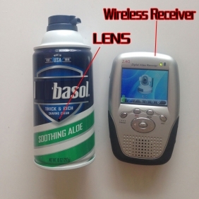 Wireless Shaving Cream Spy Camera With Long Range Transmitter And Portable 2.4GHZ wireless Motion Detection Receiver